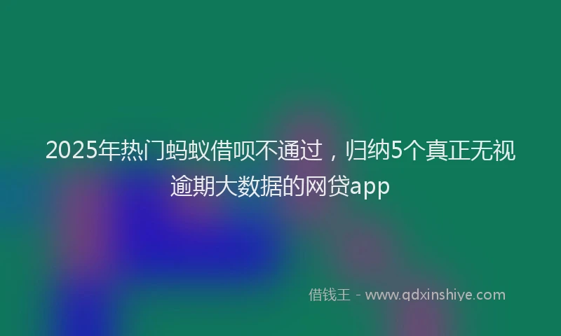 2025年热门蚂蚁借呗不通过，归纳5个真正无视逾期大数据的网贷app