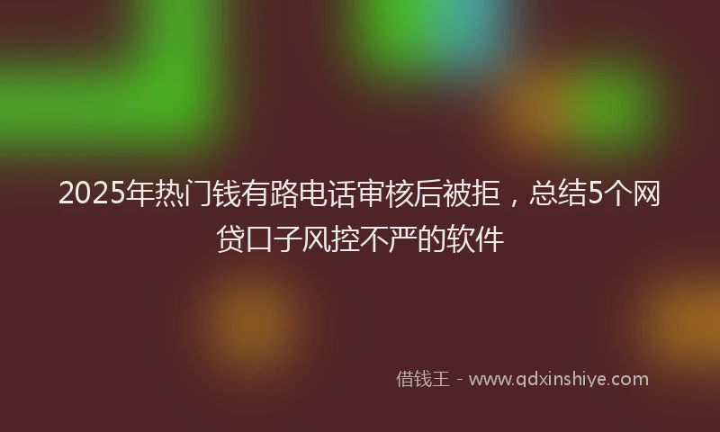 2025年热门钱有路电话审核后被拒，总结5个网贷口子风控不严的软件