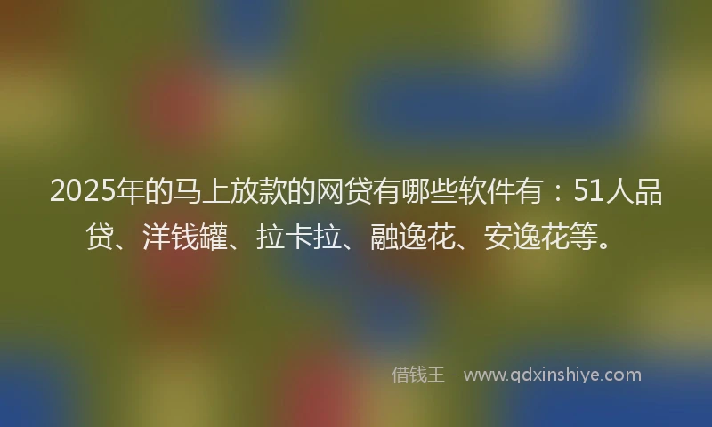 2025年的马上放款的网贷有哪些软件有：51人品贷、洋钱罐、拉卡拉、融逸花、安逸花等。