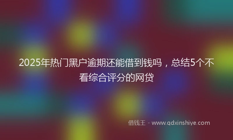 2025年热门黑户逾期还能借到钱吗，总结5个不看综合评分的网贷