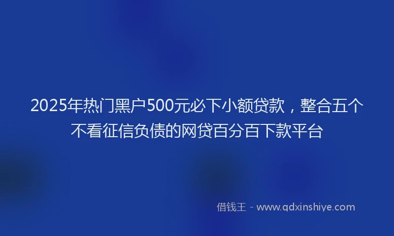 2025年热门黑户500元必下小额贷款，整合五个不看征信负债的网贷百分百下款平台