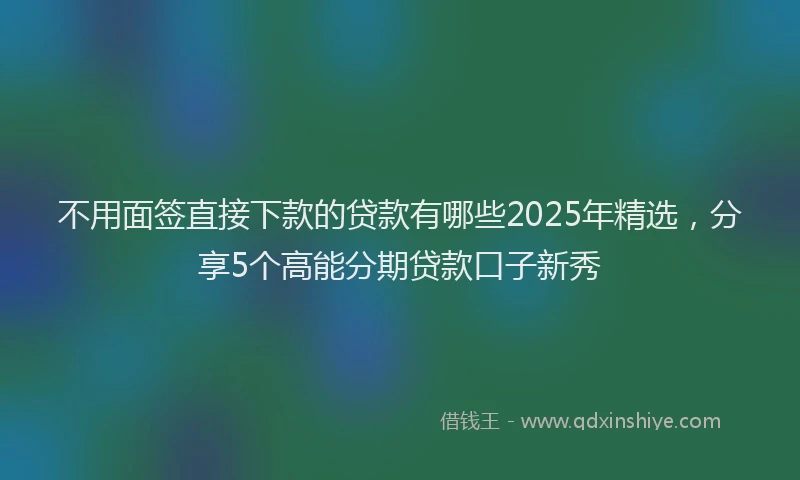 不用面签直接下款的贷款有哪些2025年精选，分享5个高能分期贷款口子新秀