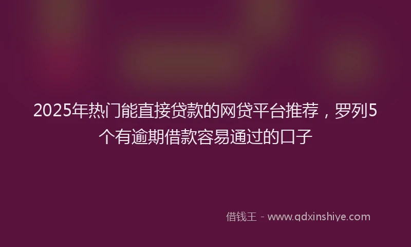2025年热门能直接贷款的网贷平台推荐，罗列5个有逾期借款容易通过的口子