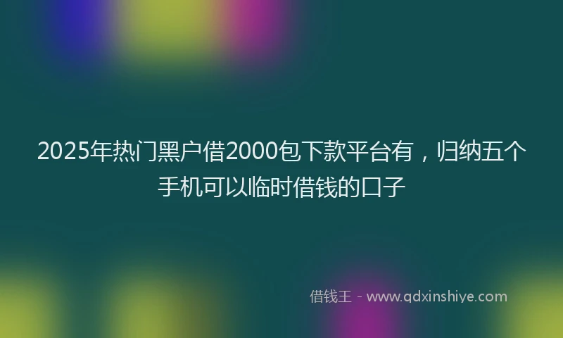 2025年热门黑户借2000包下款平台有，归纳五个手机可以临时借钱的口子