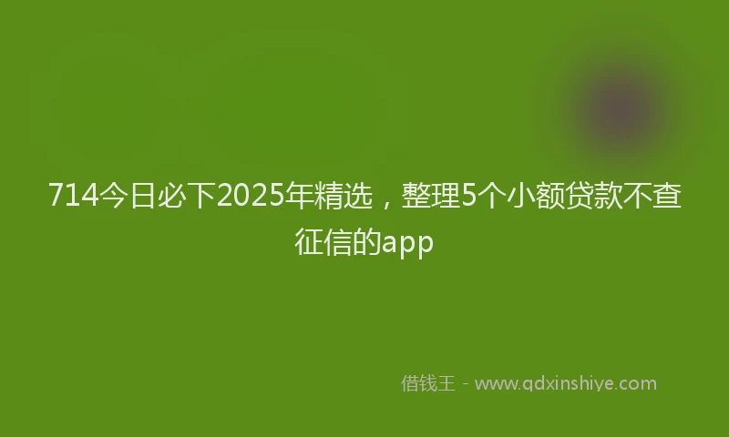 714今日必下2025年精选，整理5个小额贷款不查征信的app