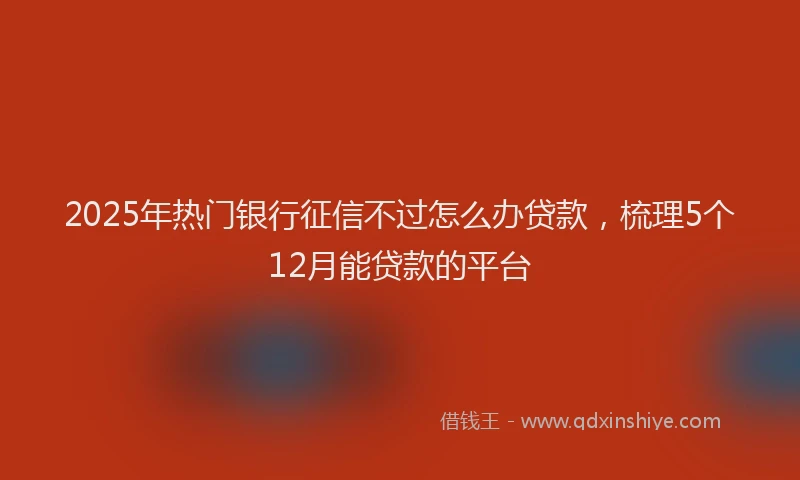 2025年热门银行征信不过怎么办贷款，梳理5个12月能贷款的平台