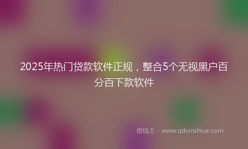 2025年热门贷款软件正规，整合5个无视黑户百分百下款软件