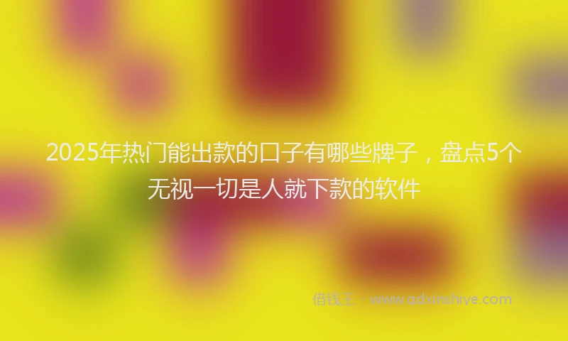 2025年热门能出款的口子有哪些牌子，盘点5个无视一切是人就下款的软件