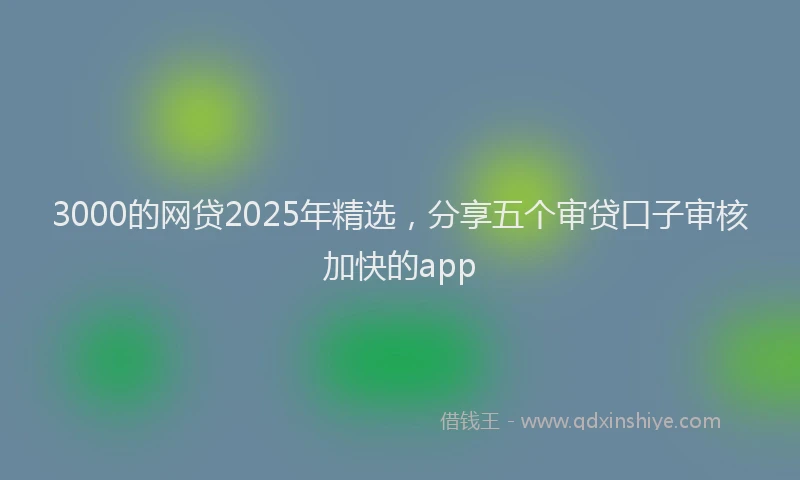3000的网贷2025年精选，分享五个审贷口子审核加快的app