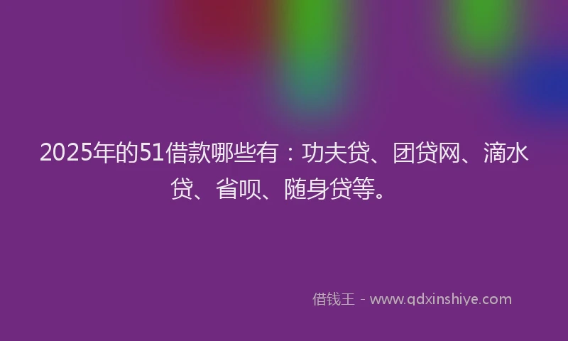 2025年的51借款哪些有：功夫贷、团贷网、滴水贷、省呗、随身贷等。