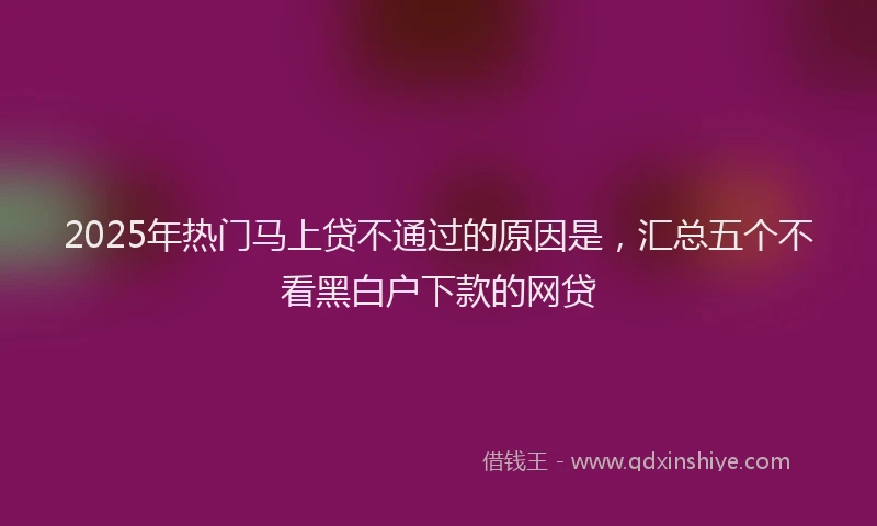 2025年热门马上贷不通过的原因是，汇总五个不看黑白户下款的网贷