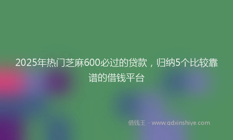 2025年热门芝麻600必过的贷款，归纳5个比较靠谱的借钱平台