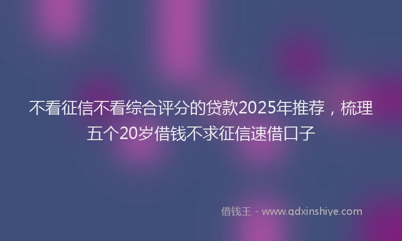 不看征信不看综合评分的贷款2025年推荐，梳理五个20岁借钱不求征信速借口子