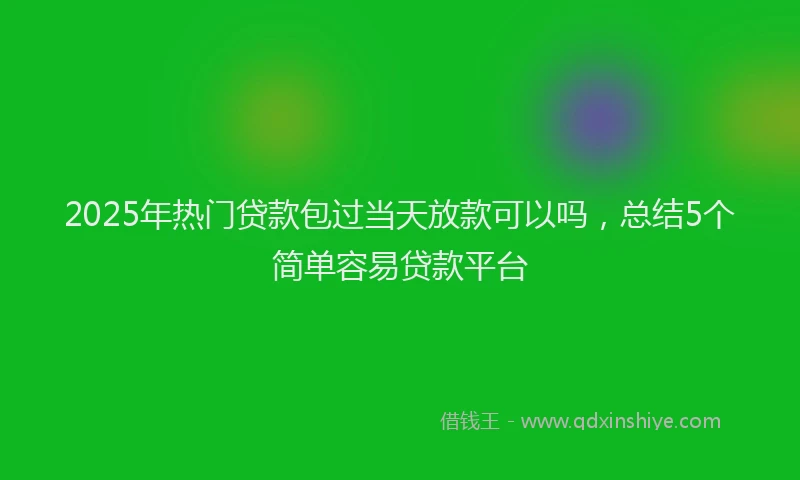 2025年热门贷款包过当天放款可以吗，总结5个简单容易贷款平台
