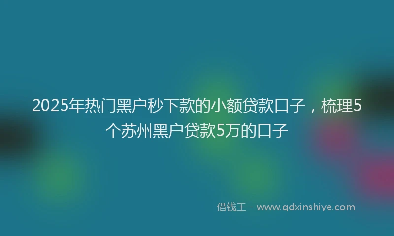 2025年热门黑户秒下款的小额贷款口子，梳理5个苏州黑户贷款5万的口子