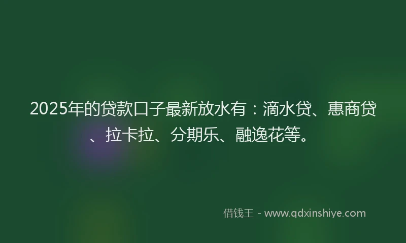 2025年的贷款口子最新放水有：滴水贷、惠商贷、拉卡拉、分期乐、融逸花等。