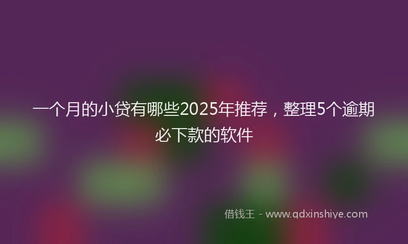 一个月的小贷有哪些2025年推荐，整理5个逾期必下款的软件