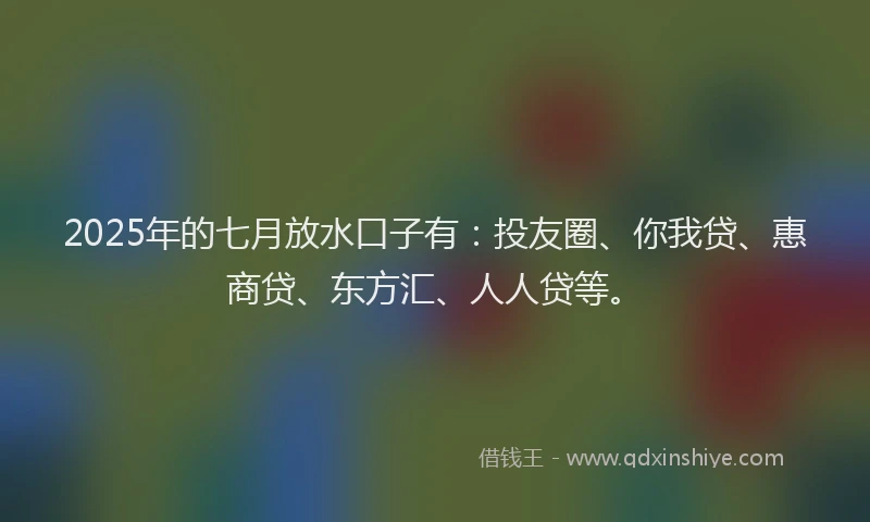 2025年的七月放水口子有：投友圈、你我贷、惠商贷、东方汇、人人贷等。