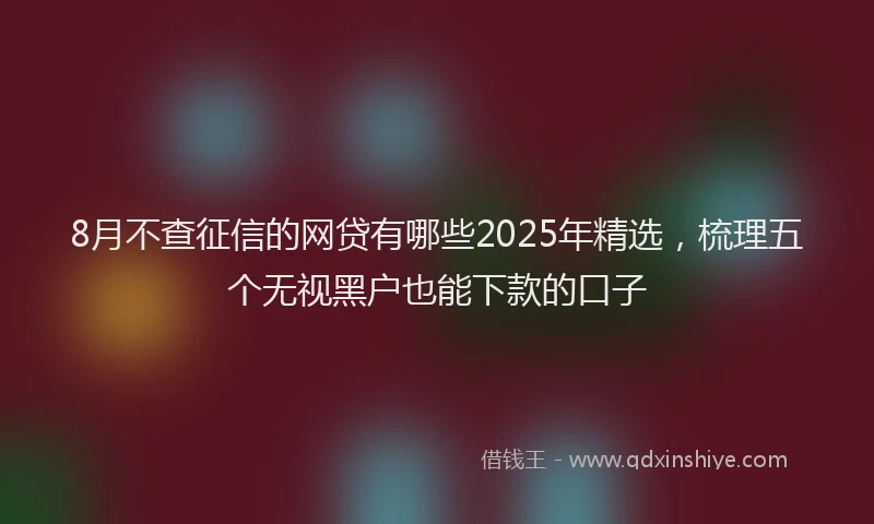 8月不查征信的网贷有哪些2025年精选，梳理五个无视黑户也能下款的口子