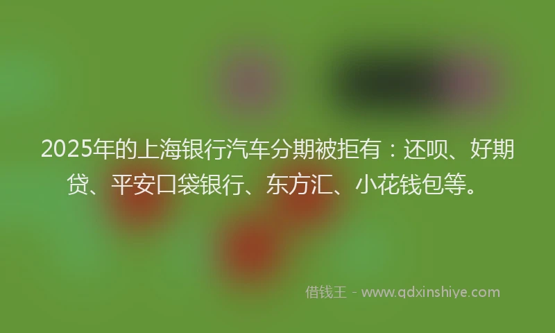 2025年的上海银行汽车分期被拒有：还呗、好期贷、平安口袋银行、东方汇、小花钱包等。