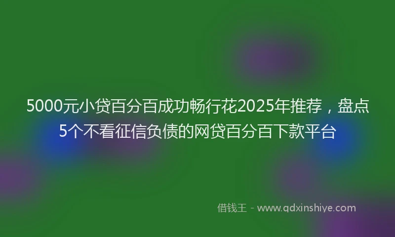 5000元小贷百分百成功畅行花2025年推荐，盘点5个不看征信负债的网贷百分百下款平台