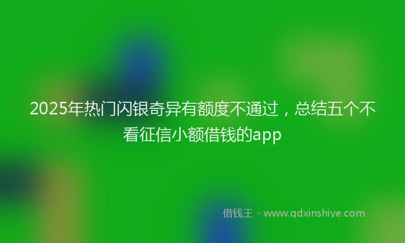 2025年热门闪银奇异有额度不通过，总结五个不看征信小额借钱的app