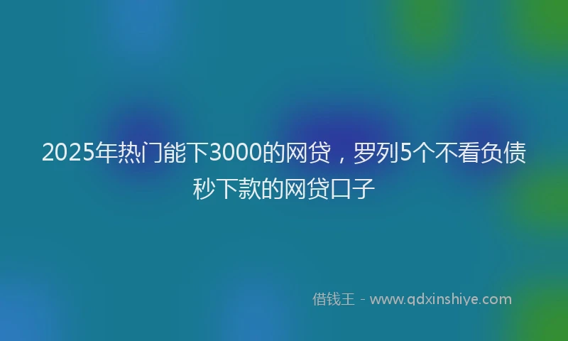 2025年热门能下3000的网贷，罗列5个不看负债秒下款的网贷口子