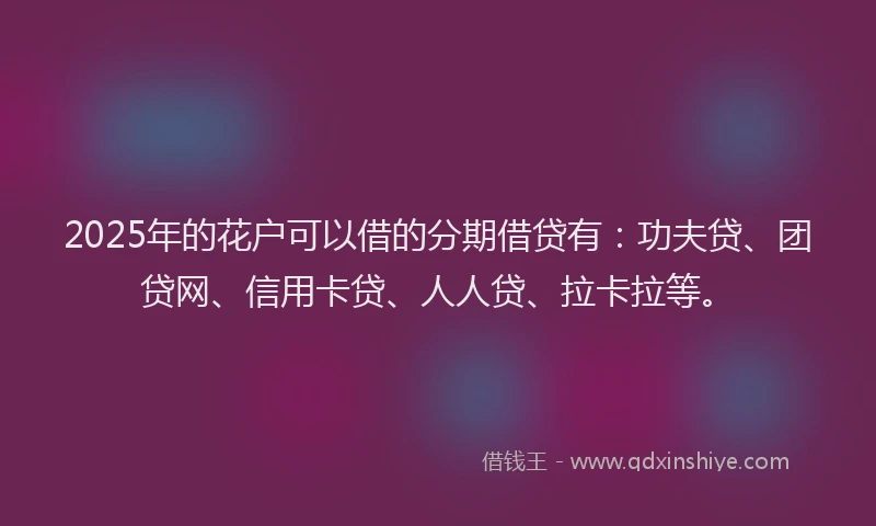 2025年的花户可以借的分期借贷有：功夫贷、团贷网、信用卡贷、人人贷、拉卡拉等。