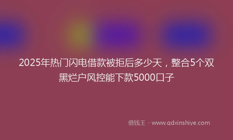 2025年热门闪电借款被拒后多少天，整合5个双黑烂户风控能下款5000口子