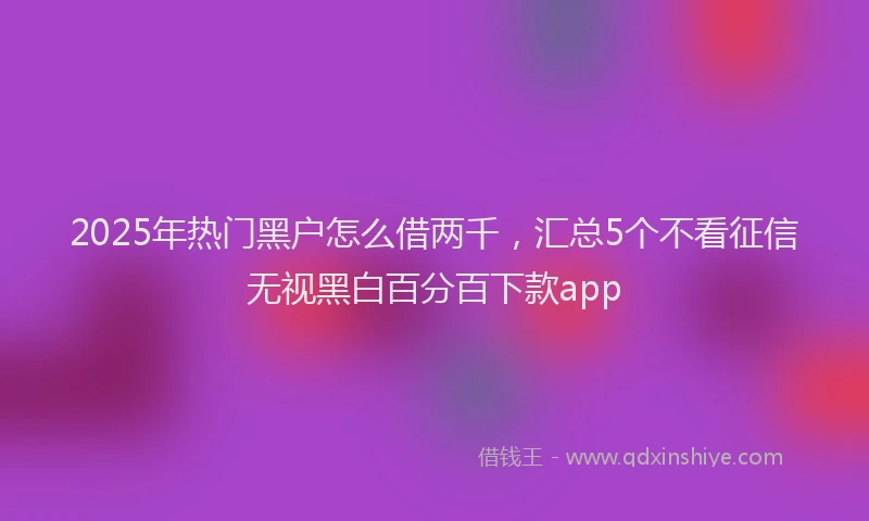 2025年热门黑户怎么借两千，汇总5个不看征信无视黑白百分百下款app