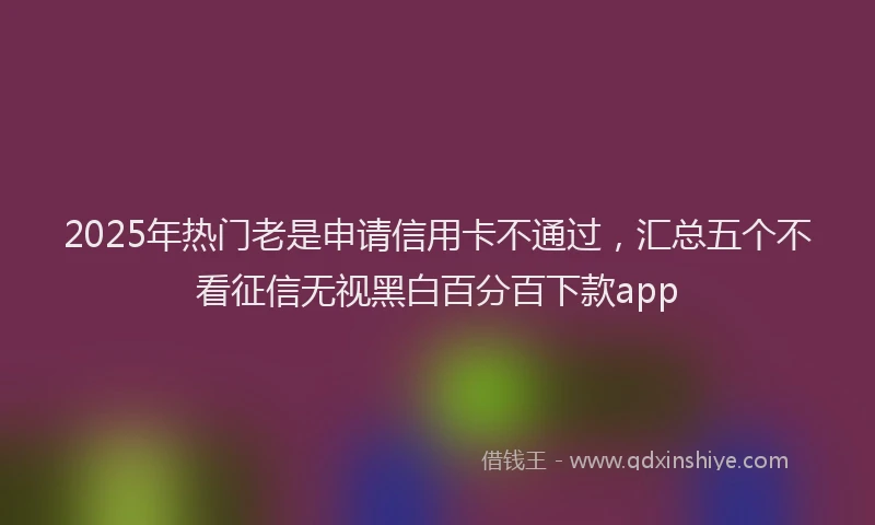 2025年热门老是申请信用卡不通过，汇总五个不看征信无视黑白百分百下款app