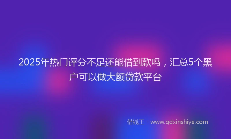 2025年热门评分不足还能借到款吗，汇总5个黑户可以做大额贷款平台