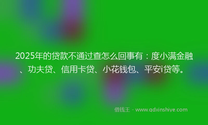 2025年的贷款不通过查怎么回事有：度小满金融、功夫贷、信用卡贷、小花钱包、平安i贷等。