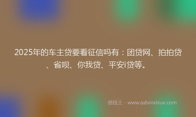2025年的车主贷要看征信吗有：团贷网、拍拍贷、省呗、你我贷、平安i贷等。
