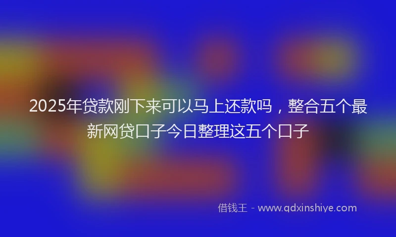 2025年贷款刚下来可以马上还款吗，整合五个最新网贷口子今日整理这五个口子