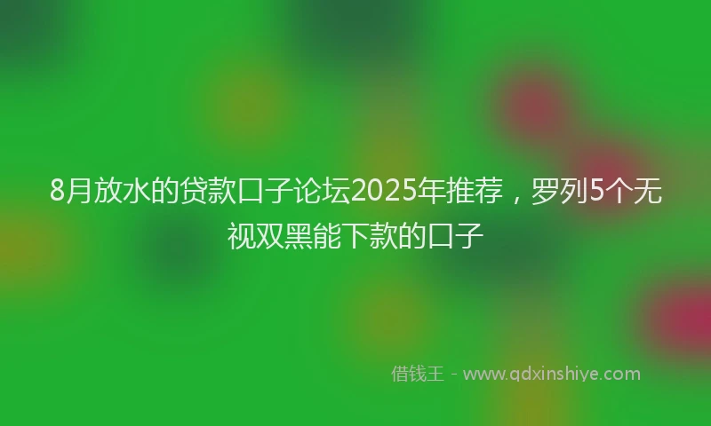 8月放水的贷款口子论坛2025年推荐，罗列5个无视双黑能下款的口子