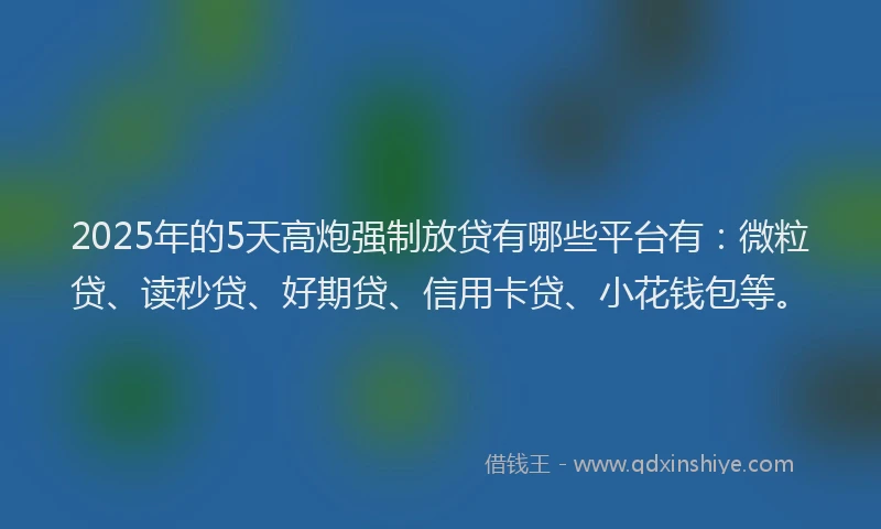 2025年的5天高炮强制放贷有哪些平台有：微粒贷、读秒贷、好期贷、信用卡贷、小花钱包等。