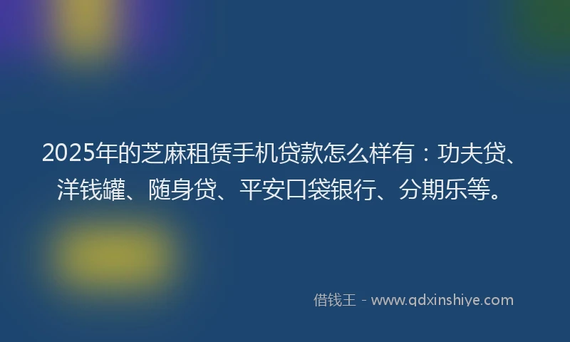 2025年的芝麻租赁手机贷款怎么样有：功夫贷、洋钱罐、随身贷、平安口袋银行、分期乐等。