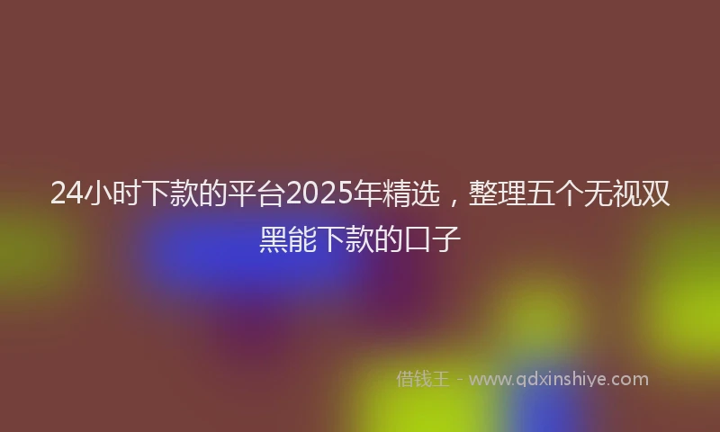 24小时下款的平台2025年精选，整理五个无视双黑能下款的口子