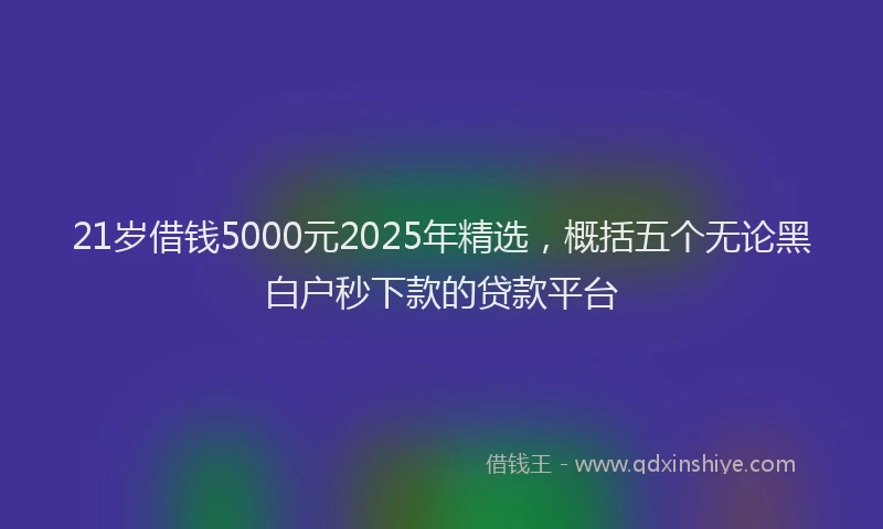 21岁借钱5000元2025年精选，概括五个无论黑白户秒下款的贷款平台
