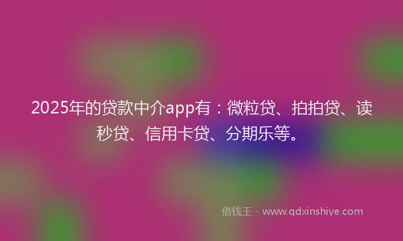 2025年的贷款中介app有：微粒贷、拍拍贷、读秒贷、信用卡贷、分期乐等。