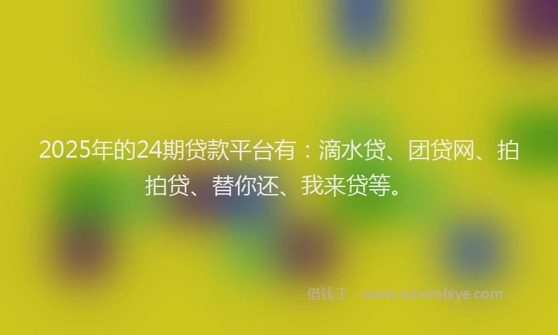 2025年的24期贷款平台有：滴水贷、团贷网、拍拍贷、替你还、我来贷等。