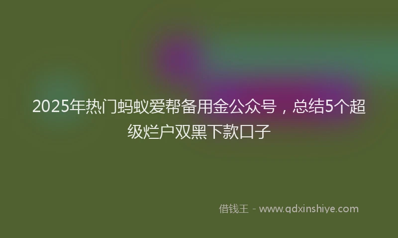 2025年热门蚂蚁爱帮备用金公众号，总结5个超级烂户双黑下款口子