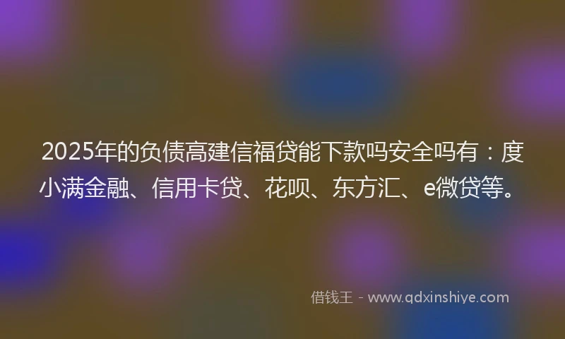 2025年的负债高建信福贷能下款吗安全吗有：度小满金融、信用卡贷、花呗、东方汇、e微贷等。