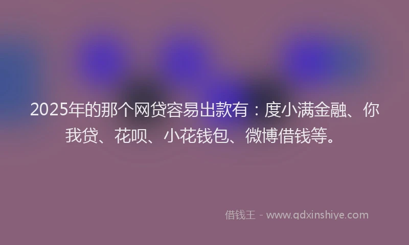 2025年的那个网贷容易出款有：度小满金融、你我贷、花呗、小花钱包、微博借钱等。
