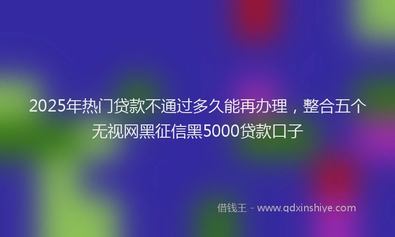 2025年热门贷款不通过多久能再办理，整合五个无视网黑征信黑5000贷款口子