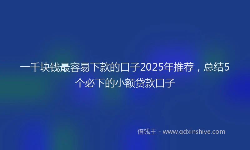 一千块钱最容易下款的口子2025年推荐，总结5个必下的小额贷款口子