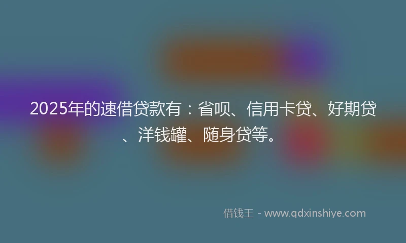 2025年的速借贷款有：省呗、信用卡贷、好期贷、洋钱罐、随身贷等。