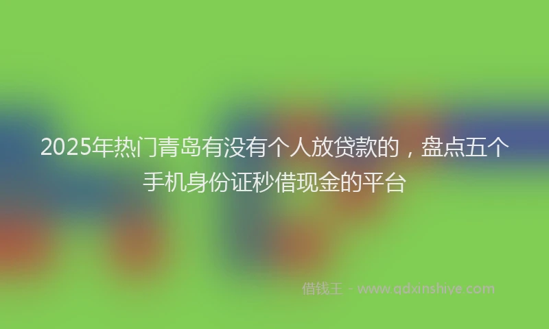 2025年热门青岛有没有个人放贷款的，盘点五个手机身份证秒借现金的平台