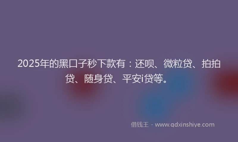 2025年的黑口子秒下款有：还呗、微粒贷、拍拍贷、随身贷、平安i贷等。